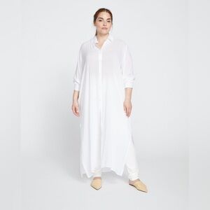 Universal Standard Nailah White Button‎ Down Long Sleeve Tunic Top Shirt Dress